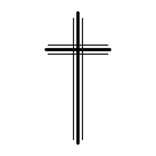 Style Linéaire Moderne Croix Chrétienne Foi Croyance Crucifix Contemporain Signe — Image vectorielle