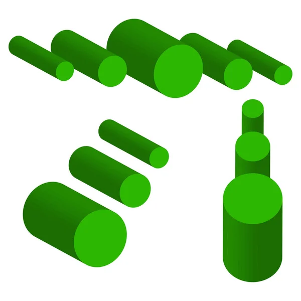 Φωτεινοί Πράσινοι Ογκομετρικοί Κύλινδροι Εικονογράφηση Διανύσματος Στοκ Εικόνα Eps — Διανυσματικό Αρχείο