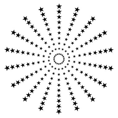 Nokta radyal çember çizgileri. Dairesel yayılan hız geometrik çizgileri. Vektör çizimi. Hisse senedi. EPS 10.