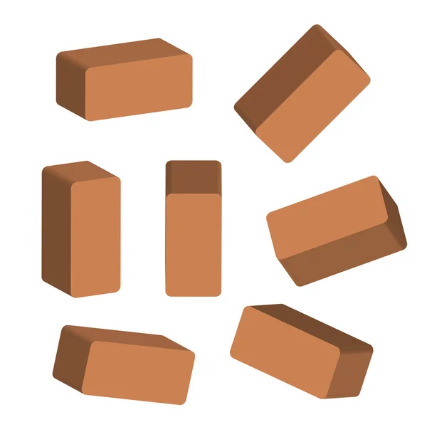 Isométrique Briques Rouges Icônes Jeux Conception Illustration Vectorielle Image Stock — Image vectorielle