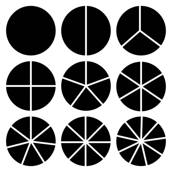 Segmentos Circulares Definidos Vários Setores Dividem Círculo Partes Iguais Ilustração —  Vetores de Stock