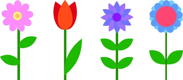 Penuh Warna Bunga Musim Semi Vektor Ilustrasi Citra Saham Eps - Stok Vektor
