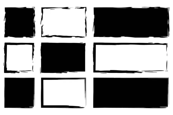 Impostare Forme Quadrate Rettangolari Stile Grunge Illustrazione Vettoriale Immagine Stock — Vettoriale Stock