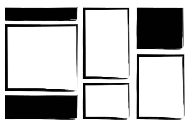 Uppsättning Fyrkantiga Och Rektangel Former Grunge Stil Vektorillustration Lagerbild Eps — Stock vektor