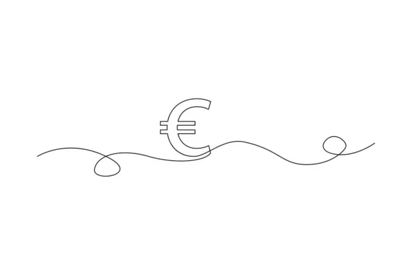 Una Línea Dibujo Estilo Euro Signo Dinero Ilustración Vectorial Eps — Vector de stock
