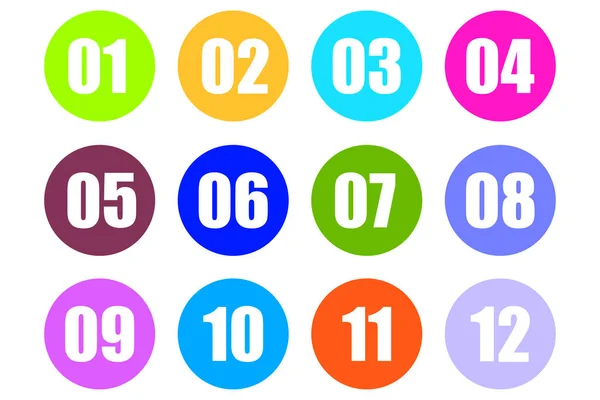 Числа Разноцветных Кругах Векторная Иллюстрация Фондовый Имидж Eps — стоковый вектор