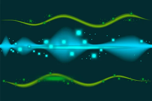 Vyrovnávač Zvukové Vlny Pohybu Zvukové Vlny Barevné Modrá Zelená Černém — Stockový vektor