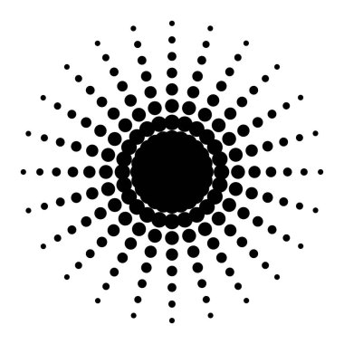 Noktalı güneş ışınları. Vektör çizimi. EPS 10. Stok resmi.