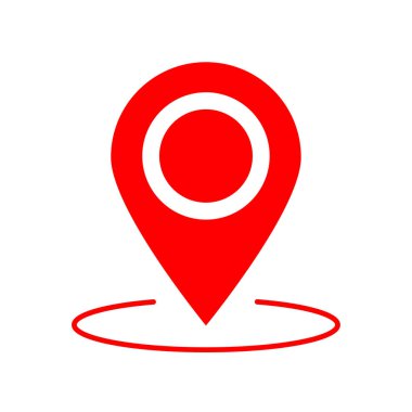 Kırmızı halka ikonunun yuvarlak coğrafi konumu. Vektör çizimi. EPS 10. Stok resmi.