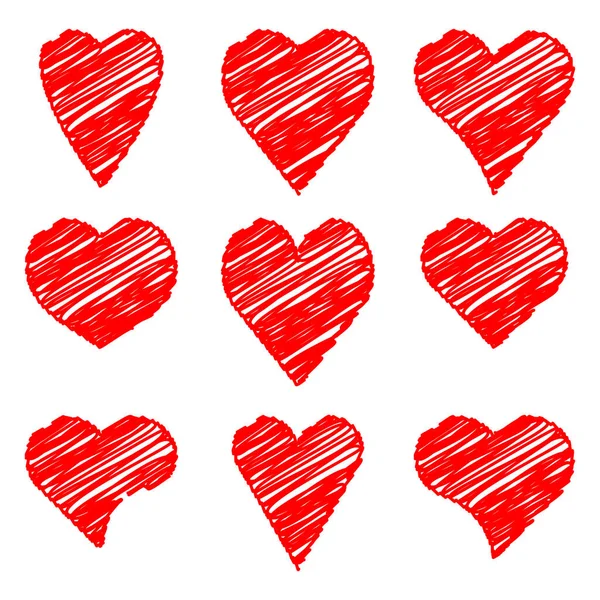 Definir Ícones Corações Vermelhos Ilustração Vetorial Eps Imagem Estoque — Vetor de Stock