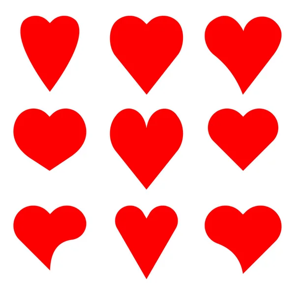 Встановити Піктограми Червоних Сердець Векторні Ілюстрації Eps Стокове Зображення — стоковий вектор