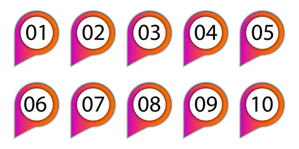 Pins Number Bullet Point Set Marker Retro Color Vector Illustration — Stock Vector