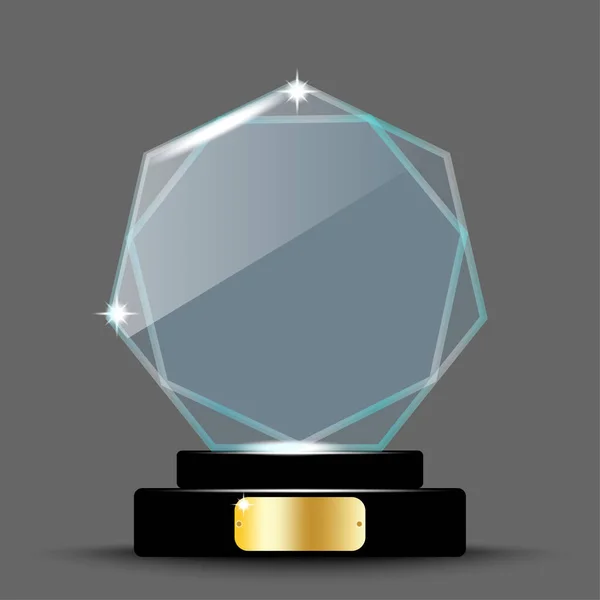 Realistisk Design Utmärkelser Glastrofé Form Sexhörning Akrylkristall Hexagon Vektorillustration Lagerbild — Stock vektor