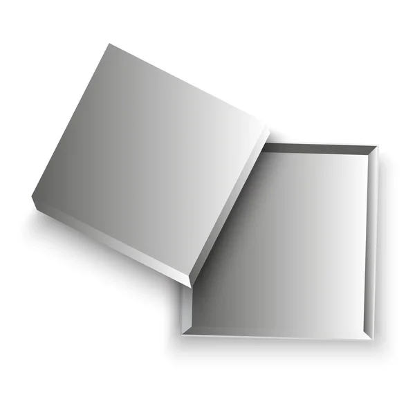 Caixa Presente Prata Branco Aberto Vista Superior Ilustração Vetorial Imagem —  Vetores de Stock