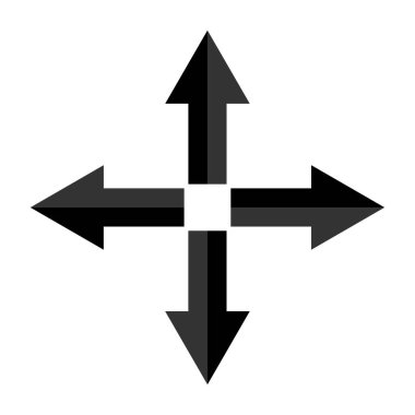 Four arrows pointing icon. Vector illustration. EPS 10. Stock image.