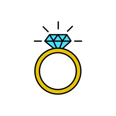 Diamond wedding ring. Jewelry related icon. Vector illustration. EPS 10. Stock image.