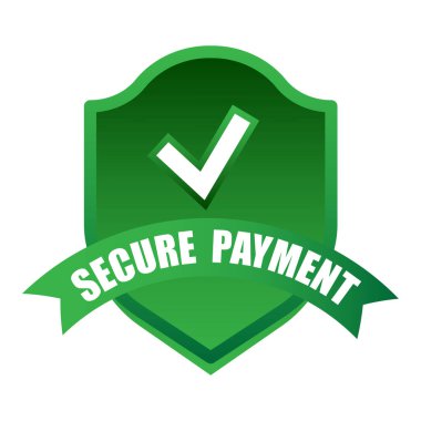 Tik izi simgesiyle ödeme kalkanını emniyete alın. Vektör çizimi. EPS 10. Resim yükle.