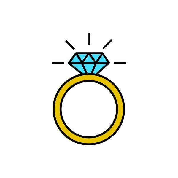 Diamond Wedding Ring Jewelry Related Icon Vector Illustration Eps Stock — Stock Vector