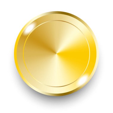 Metal altın düğme. Vektör çizimi. EPS 10. Stok resmi.
