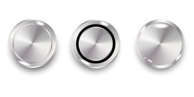 Metalik düğme şablonu ayarlandı. Vektör çizimi. EPS 10. Stok resmi.