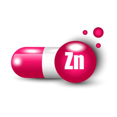 Zn vitamini kapsülü. Bilim doktoru konsepti. Vektör çizimi. EPS 10. Stok resmi.