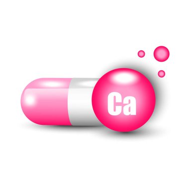 Ca vitamini kapsülü. Bilim doktoru konsepti. Vektör çizimi. EPS 10. Stok resmi.