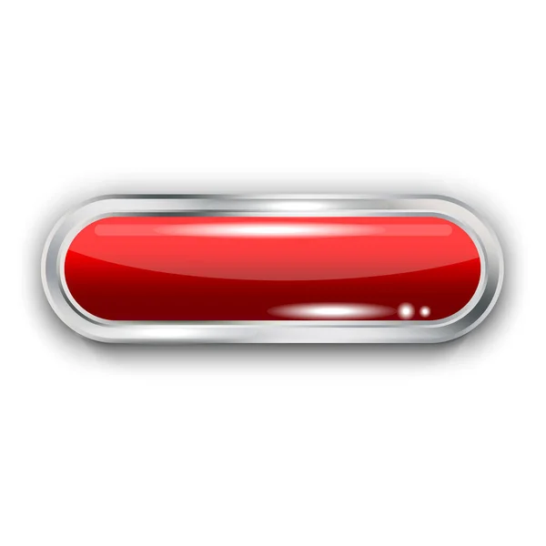 Pulsante Vetro Rosso Icona Web Rettangolo Illustrazione Vettoriale Eps Immagine — Vettoriale Stock
