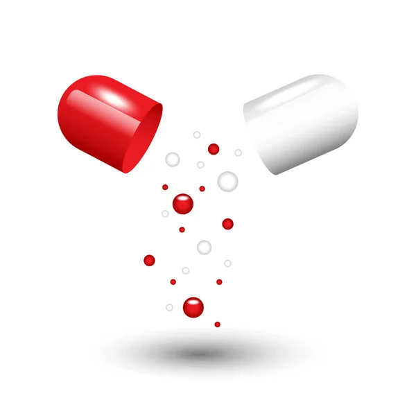 Vitamines Capsule Ouverte Concept Médecine Scientifique Illustration Vectorielle Eps Image — Image vectorielle