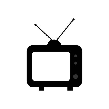 Anten ikonlu Retro TV. Retro televizyon. Televizyon beyaz, boş ekran. Vektör çizimi. Eps 10. Resim yükle.