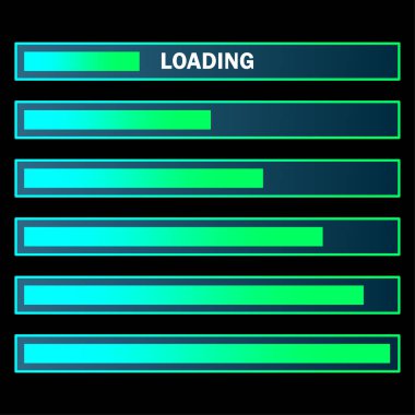 Renkli yükleme çubuğu takımı. Modern web element koleksiyonu. Vektör çizimi. Eps 10. Resim yükle.