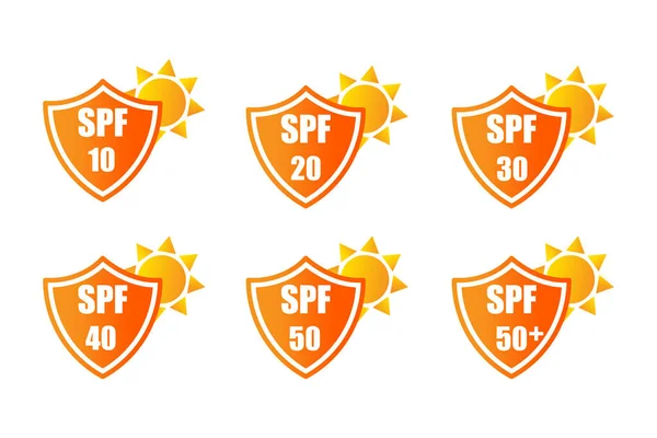 stock vector Icons for sunscreen products. Set of flat SPF sun protection icons. UV protection icon. Vector illustration. Eps 10. Stock image.