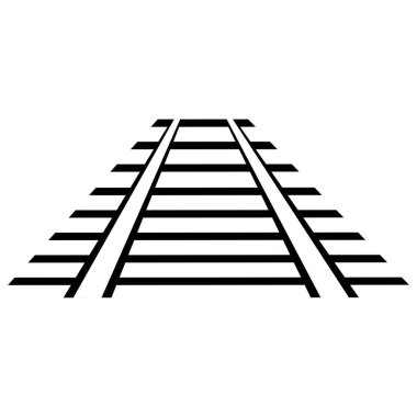 Demiryolu tek renkli demiryolu hattını takip ediyor. Vektör çizimi. Eps 10. Resim yükle.