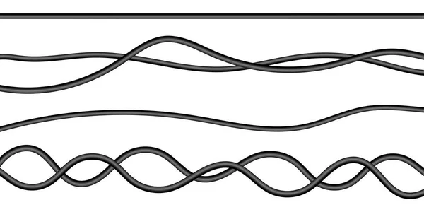 Realistische Stromkabel Flexible Dicke Netzwerkkabel Computerverbindungsdrähte Strom Aus Kabeln Vektorillustration — Stockvektor