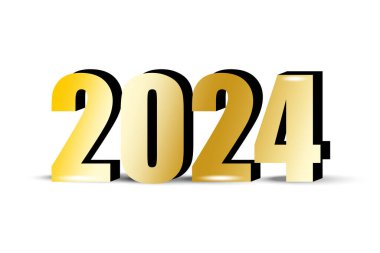 2024 numara tasarımı. Konuşma ya da takvim tasarımı için uygun altın sayılar. Vektör çizimi. EPS 10. Resim yükle.