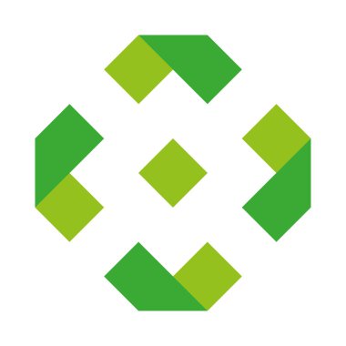 Sıra dışı yeşil sekizgen logosu. Ortasında kare olan logo. Vektör çizimi. Eps 10.