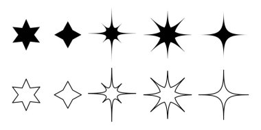 Stars icons. Stars collection. Stars black. Vector illustration Vector illustration. EPS 10. Stock image. clipart