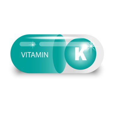 Yeşil kapsülde K vitamini. Sağlık hapı. Vektör çizimi. EPS 10. Resim yükle.