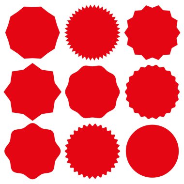 Grunge posta pulları koleksiyonu. Kırmızı bayraklar, işaretler ve rozetler ayarlandı. Vektör çizimi. EPS 10. Resim yükle.