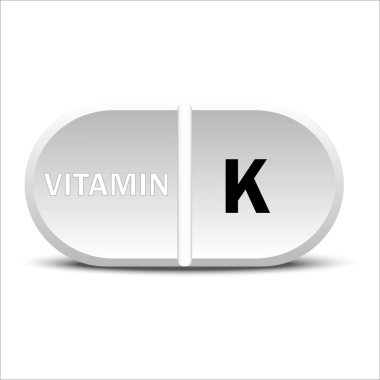 K vitamini beyaz ikonu. Vitamin damlası hap kapsülü ikonu. Vektör çizimi. EPS10. Resim yükle.