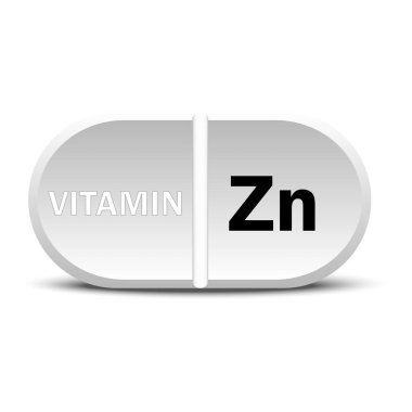 Zn vitamini beyaz simgesi. Vitamin damlası hap kapsülü ikonu. Vektör çizimi. EPS10. Resim yükle.