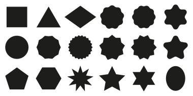 Geometrik şekiller siyah siluet simgesi seti. Vektör çizimi. EPS 10. Resim yükle.