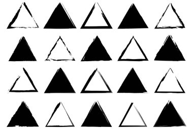 Grunge üçgen fırça desen damgası seti. Vektör çizimi. EPS 10. Resim yükle.