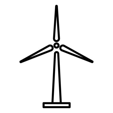 Bir rüzgar türbininin siyah siluet simgesi. Vektör çizimi. EPS 10. Resim yükle.