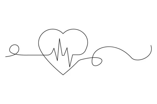 Logotipo Continuo Una Línea Dibujando Pulso Cardíaco Ilustración Vectorial Eps Ilustración de stock