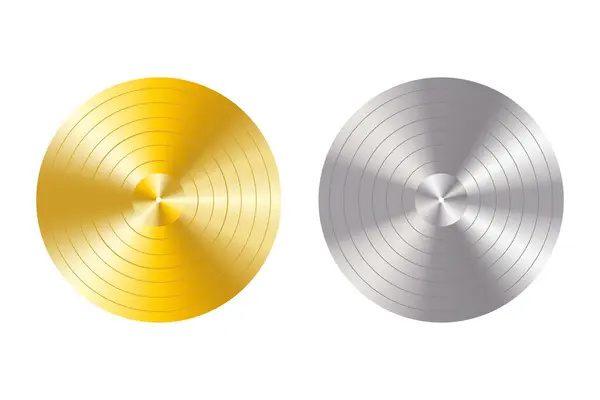 Realistický Zlatý Stříbrný Vinylový Disk Vektorová Ilustrace Eps Stock Image Royalty Free Stock Vektory