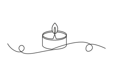 Sürekli yanan küçük mum ikonunun basit bir çizgi çizimi. Vektör çizimi. EPS 10. Resim yükle.