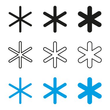 Asterisk yıldız simgeleri ayarlandı. Vektör çizimi. EPS 10. Resim yükle.