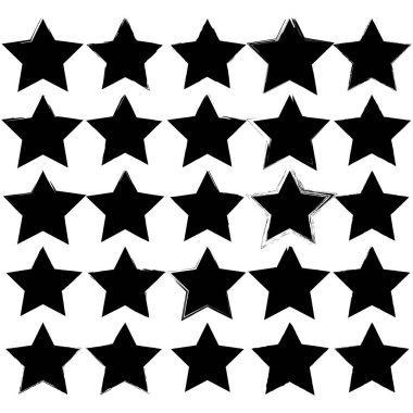 Siyah yıldızlar, soyut desenler. Geometrik, el çizimi dizisi. Karşıtlık, dinamik tasarım. Vektör çizimi. EPS 10. Resim yükle.