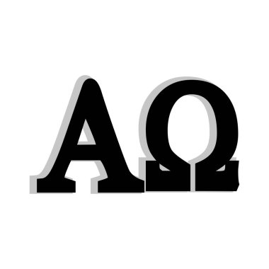 Harfler AO, alfa omega. Cesur tipografi tasarımı. Modern yazı tipi. Vektör çizimi. EPS 10. Resim yükle.