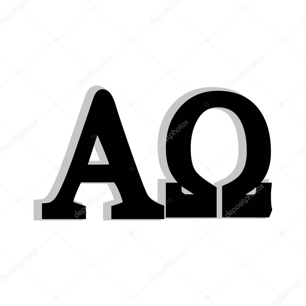 Letters AO, alpha omega. Bold typography design. Modern font style. Vector illustration. EPS 10. Stock image.